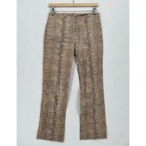 Parallel Womens Brown Snakeskin Print Straight Leg Ankle Slit Trouser Pants Sz 6